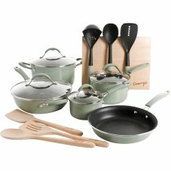 Best Pirce 🤩 Cravings By Chrissy Teigen Pistachio Stainless Steel Bracket 16 Pc. Cookware Set 🛒