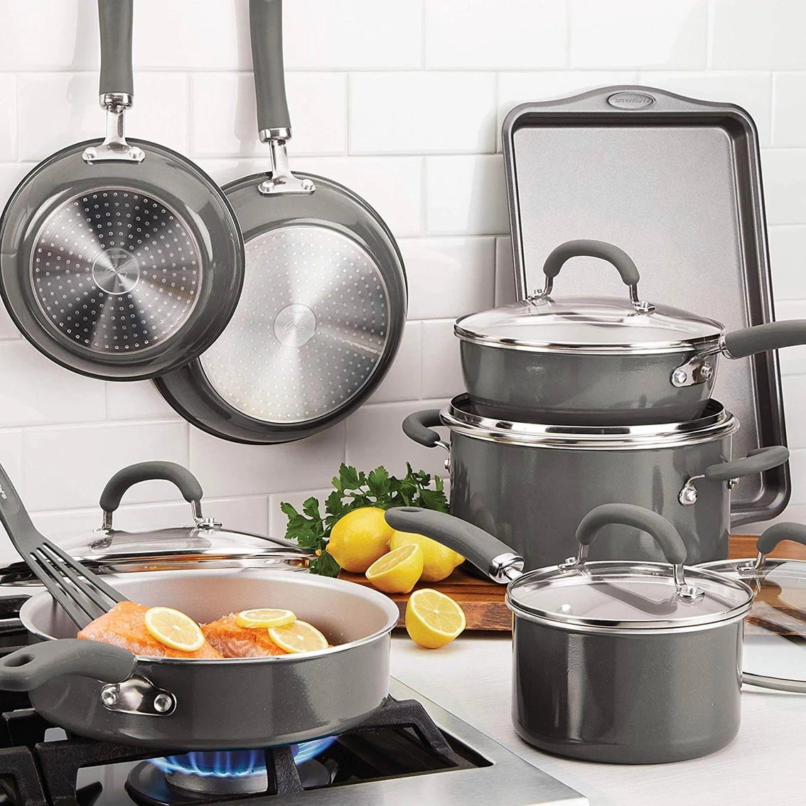 Budget ๐ Rachael Ray Create Delicious 13 Pc. Aluminum Nonstick Cookware Set ๐ฅฐ - Image 7