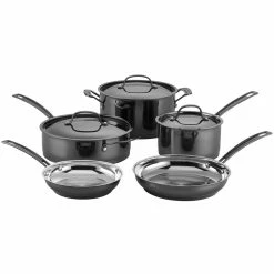 Outlet 🎁 Cuisinart Mica Shine Stainless Steel 8 Pc. Cookware Set 🎉