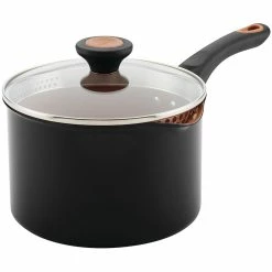 New 🎁 Farberware Glide Copper Ceramic 3 Qt. Nonstick Straining Saucepan ✨
