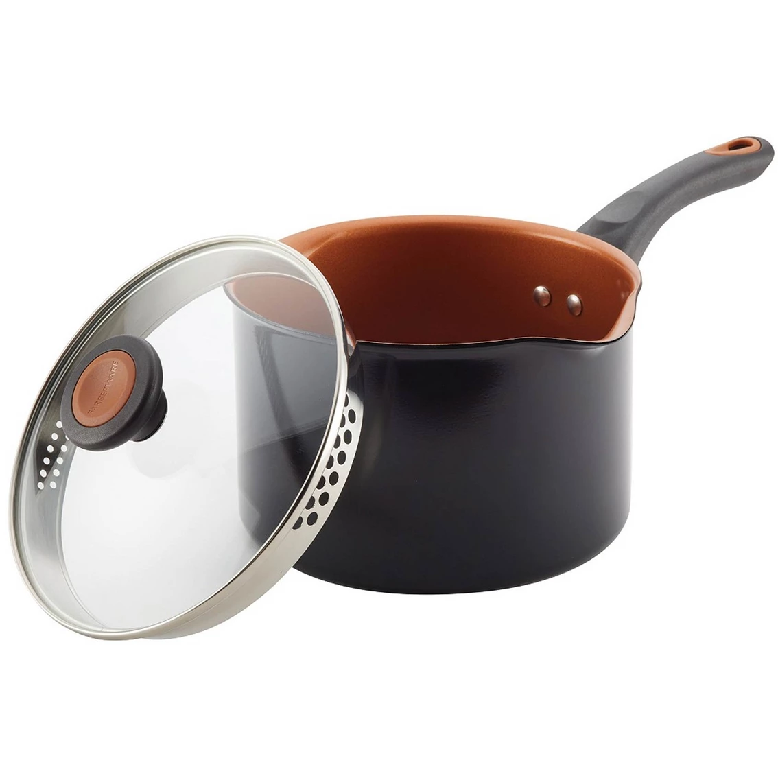 New ๐ Farberware Glide Copper Ceramic 3 Qt. Nonstick Straining Saucepan โจ - Image 3