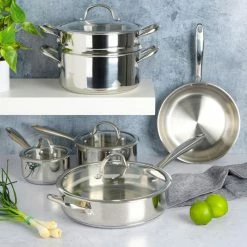 Best Pirce 🌟 Kenmore Elite Devon Stainless Steel Cookware 10 Pc. Set 🔥