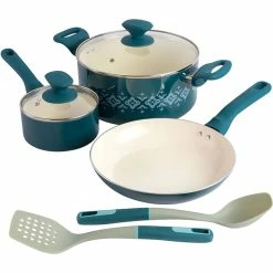 Outlet 🔔 Spice By Tia Mowry Savory Saffron 7 Pc. Nonstick Ceramic Cookware Combo Set 🔔