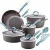 Best Pirce ✔️ Rachael Ray Cucina Hard Anodized Aluminum Nonstick 12 Pc. Cookware Set 🔥