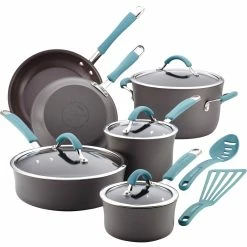 Best Pirce ✔️ Rachael Ray Cucina Hard Anodized Aluminum Nonstick 12 Pc. Cookware Set 🔥