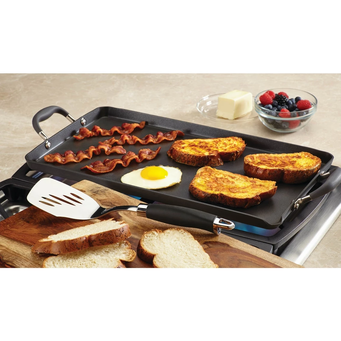 Best Pirce ๐ Anolon Advanced Hard Anodized 18 X 10 In. Double Burner Griddle With Mini Turner ๐ฅฐ - Image 2