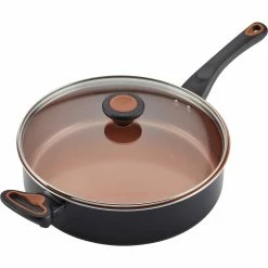 Best Sale 🛒 Farberware Glide Copper Ceramic 4 Qt. Saute Pan With Helper Handle 🛒