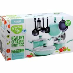 Best Sale 💯 GreenLife Diamond Ceramic Nonstick 13 Pc. Cookware Set ✨