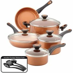 Best deal 🤩 Farberware Glide Copper Ceramic Nonstick 12 Pc. Cookware Set 🎉