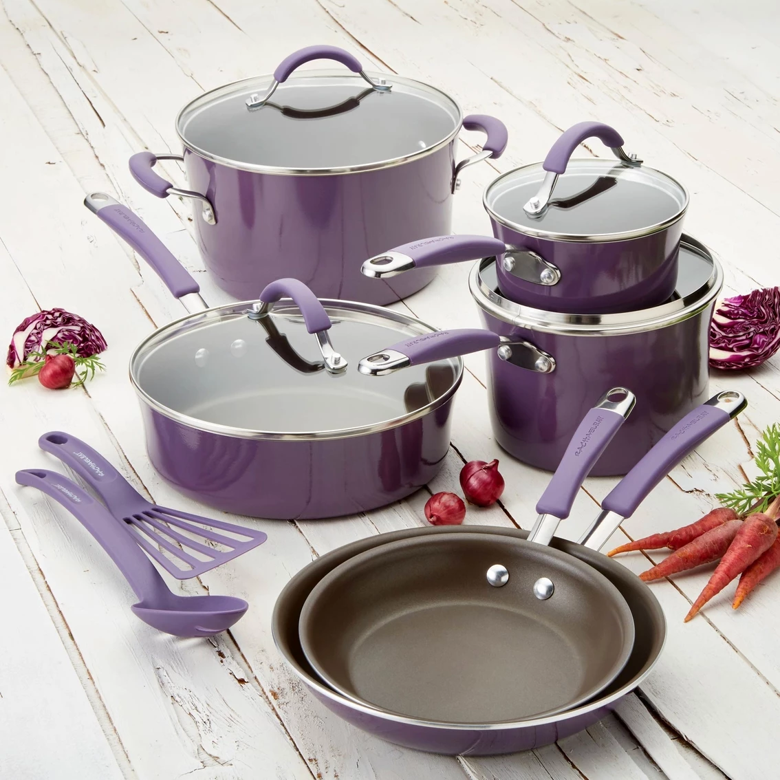 Discount 🔥 Rachael Ray Cucina Hard Porcelain Enamel Nonstick Cookware 12 Pc. Set 🔥 - Image 4
