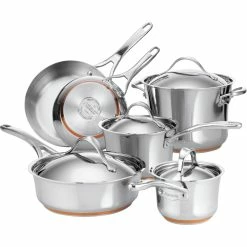 Cheapest 😀 Anolon Nouvelle Copper Stainless Steel 10 Pc. Cookware Set 🥰
