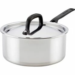 Flash Sale 🤩 KitchenAid 5-Ply Clad Stainless Steel 3 Qt. Saucepan With Lid ⭐