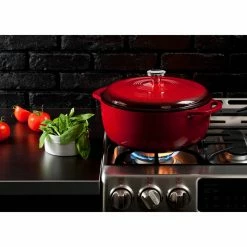 Buy 🧨 Lodge Enamel Dutch Oven 7.5 Qt., Red 👍