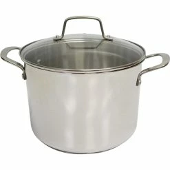 Buy 👏 Martha Stewart Collection 8 Qt. Stainless Steel Stock Pot With Tempered Glass Lid 👍